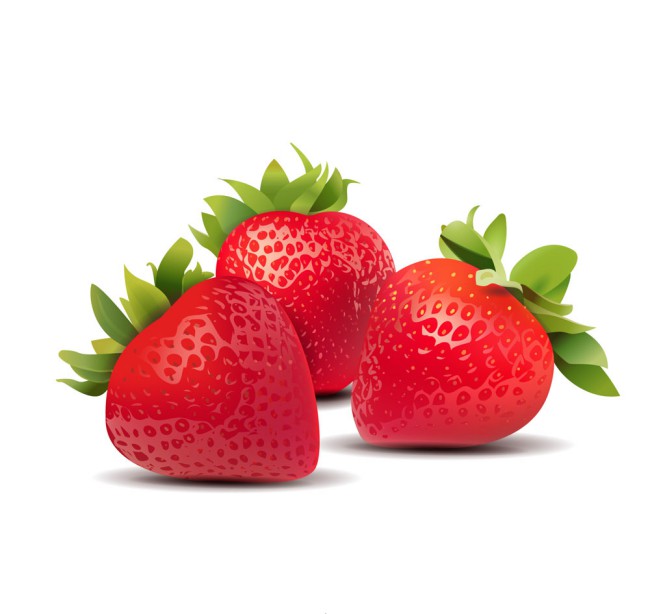 3个红色新鲜草莓矢量素材16图库网精选