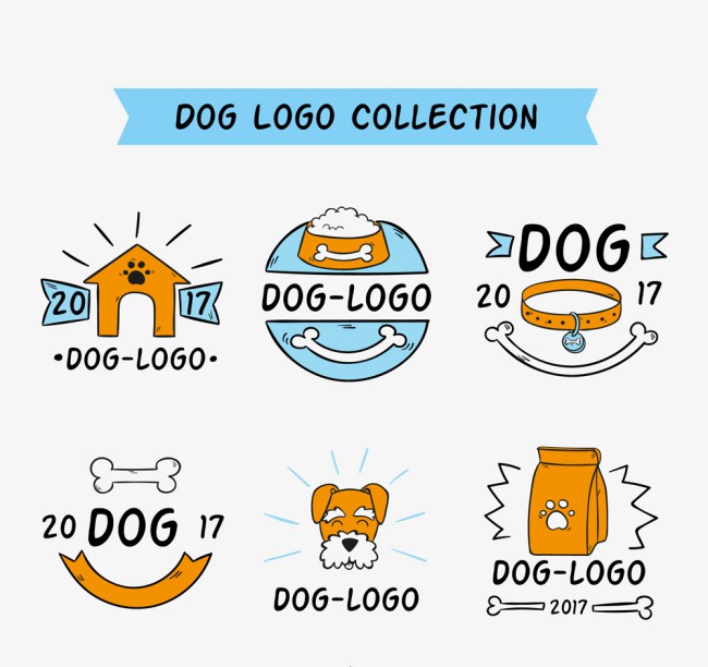 6款彩绘宠物狗标志矢量素材16设计网精选