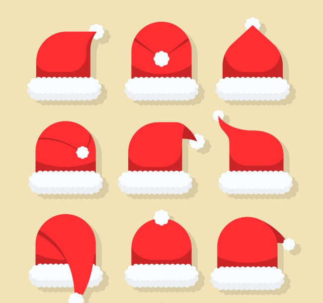 9款创意红色圣诞帽矢量素材16素材网精选