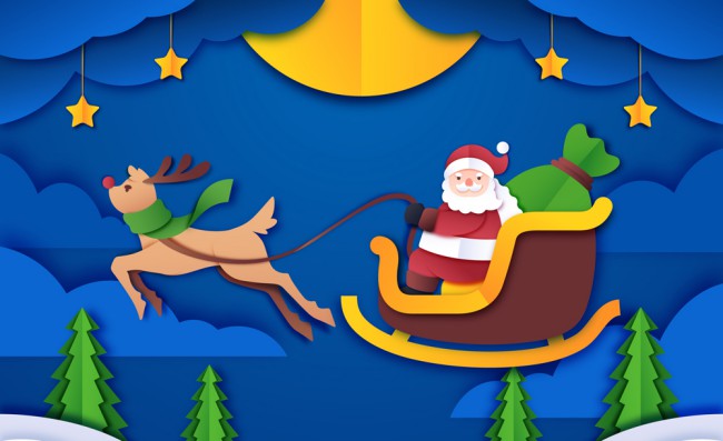 创意圣诞雪橇和圣诞老人剪贴画矢量图16图库网精选