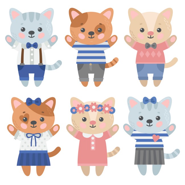 6款可爱卡通猫咪矢量素材16图库网精选