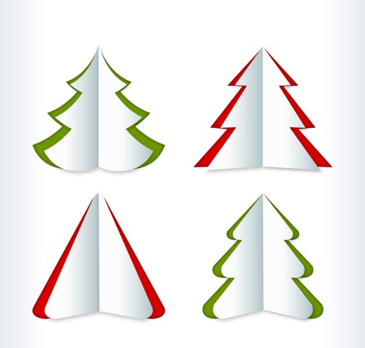 4款创意折纸圣诞树矢量素材16图库网精选