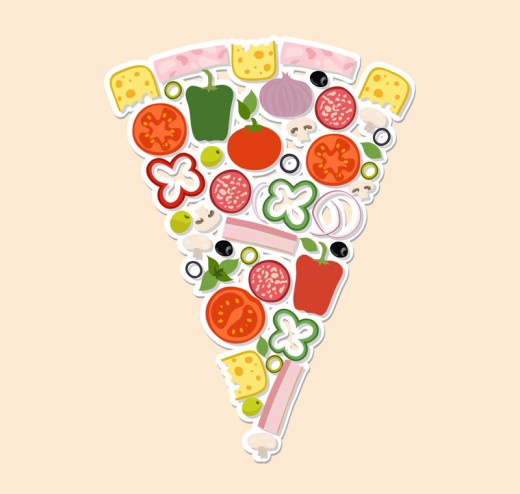 满满蔬菜三角披萨矢量素材16设计网精选