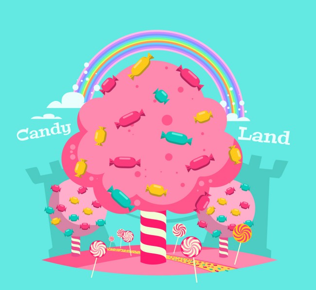 粉色糖果树设计矢量素材16图库网精选