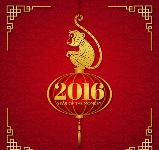 2016年金猴贺卡矢量素材素材中国网