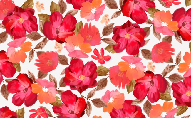 水彩绘红色花卉无缝背景矢量素材16图库网精选