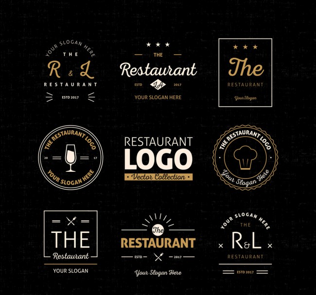 8款抽象餐厅标志设计矢量素材普贤居素材网精选