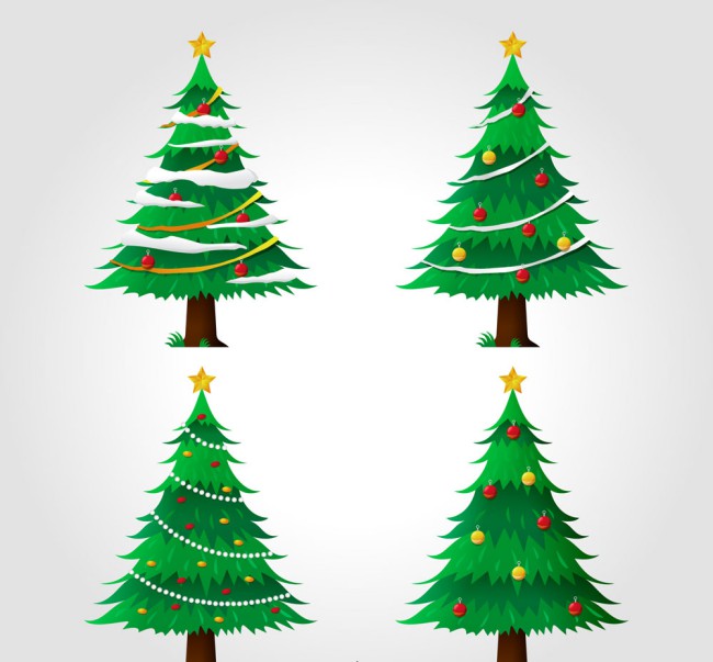 4款创意绿色圣诞树矢量素材普贤居素材网精选