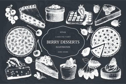 11款创意浆果甜点蛋糕矢量素材16设计网精选