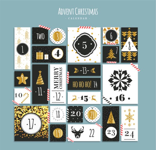 创意圣诞月日历卡片矢量素材16图库网精选