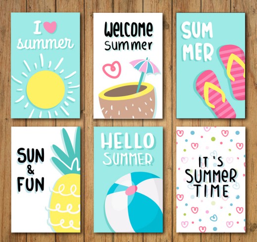 6款夏季度假卡片设计矢量素材16图库网精选