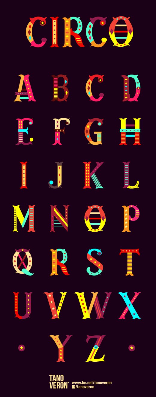 彩色马戏团字母设计矢量图16设计网精选