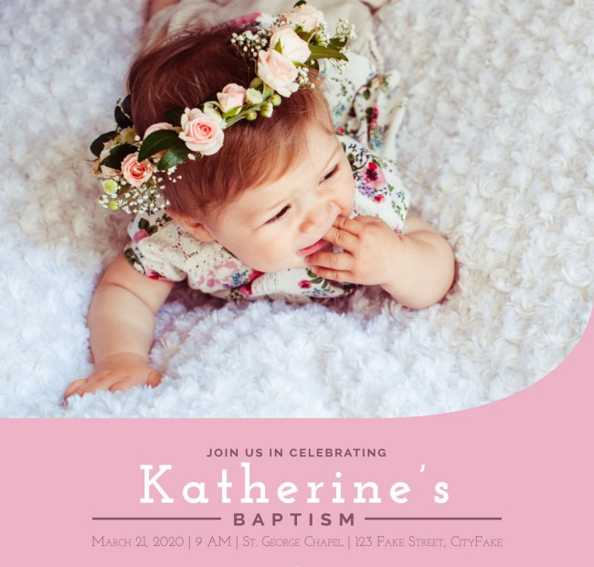 可爱女婴洗礼派对海报矢量素材16图库网精选