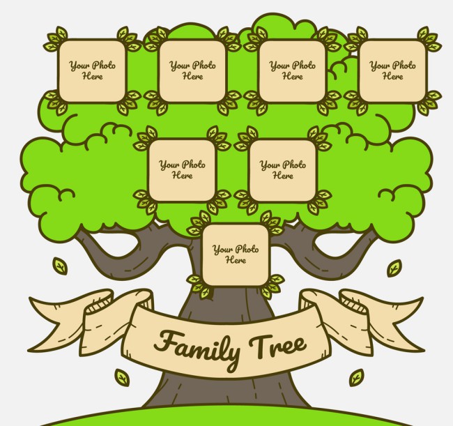 创意彩绘绿色家族树矢量素材普贤居素材网精选