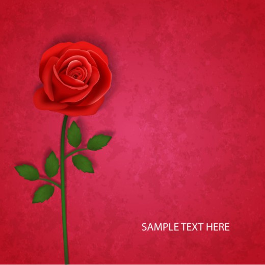 美丽红色玫瑰花枝矢量素材16素材网