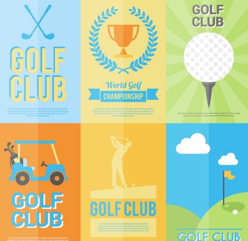 6款彩色高尔夫海报矢量素材素材中