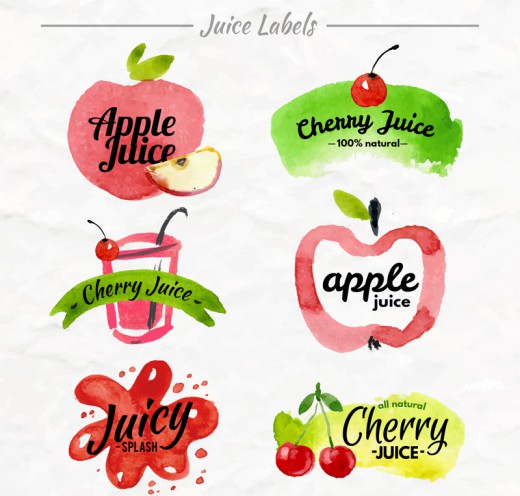 6款美味果汁标签矢量素材16设计网精选