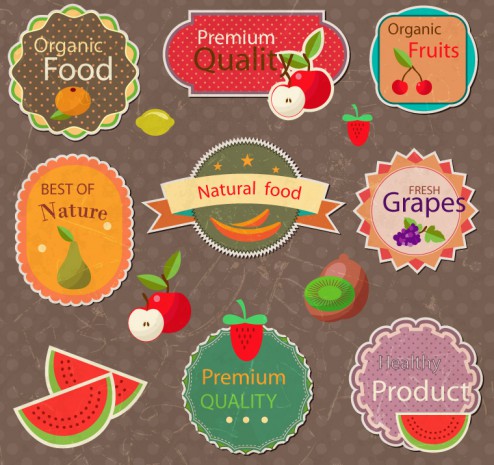 8款水果标签设计矢量素材素材中国