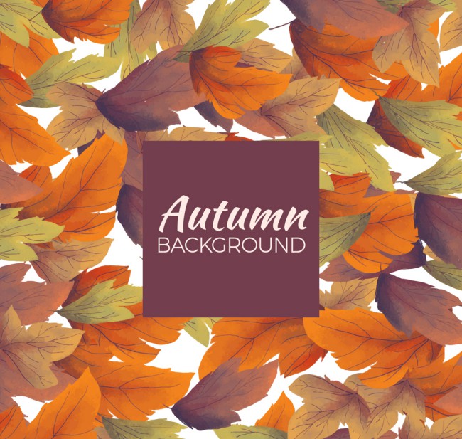 彩绘秋季树叶背景设计矢量素材16素材网精选