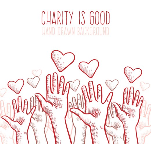彩绘手臂与爱心慈善海报矢量图16素