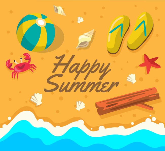 创意快乐夏季沙滩插画矢量素材素材中国网精选