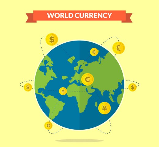 创意地球世界货币插画矢量素材16素材网精选