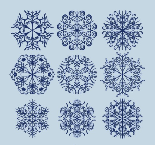 9款深蓝色雪花设计矢量素材16素材网精选