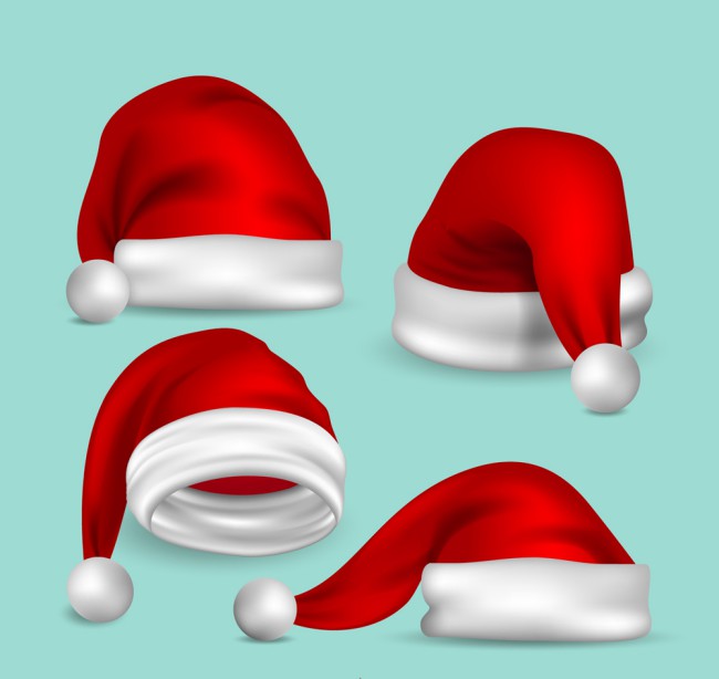 4款红色立体圣诞帽设计矢量素材16图库网精选