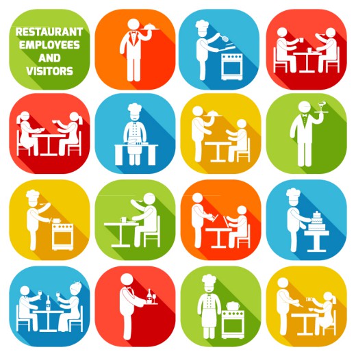 15款餐厅员工和顾客图标矢量图16素