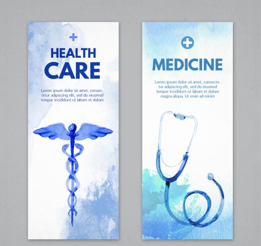 2款蓝色彩绘医疗banner矢量素材16设计网精选
