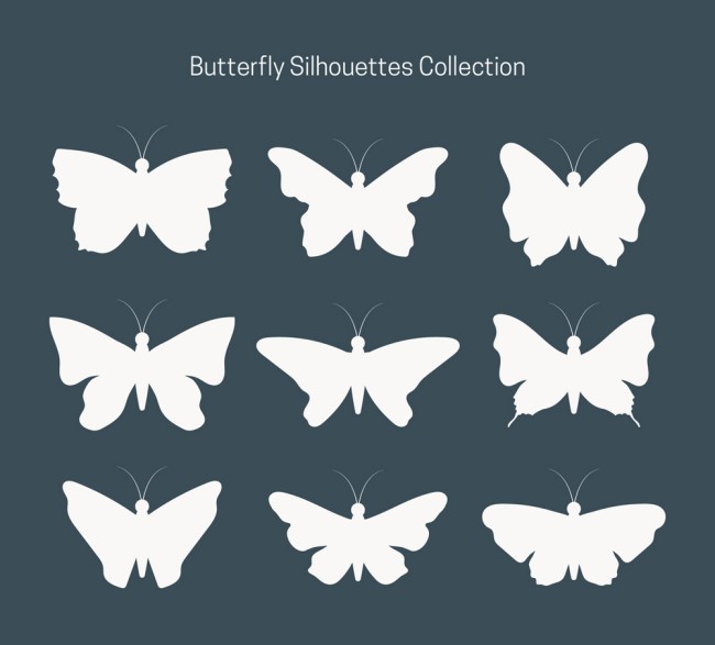 9款白色蝴蝶剪影矢量素材素材天下