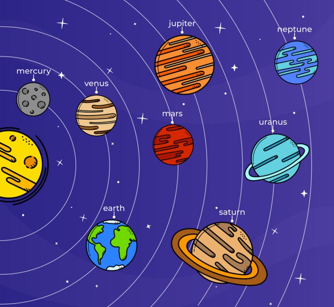 彩绘太阳系设计矢量素材16图库网精选