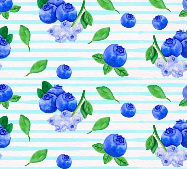 水彩绘蓝莓无缝背景矢量素材16图库网精选