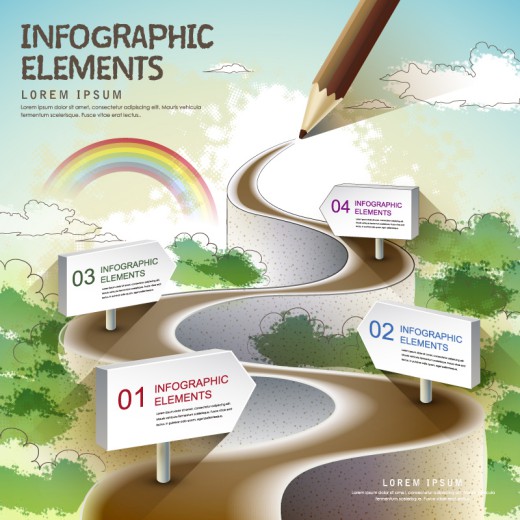 彩绘盘山路商务信息图矢量素材16设计网精选