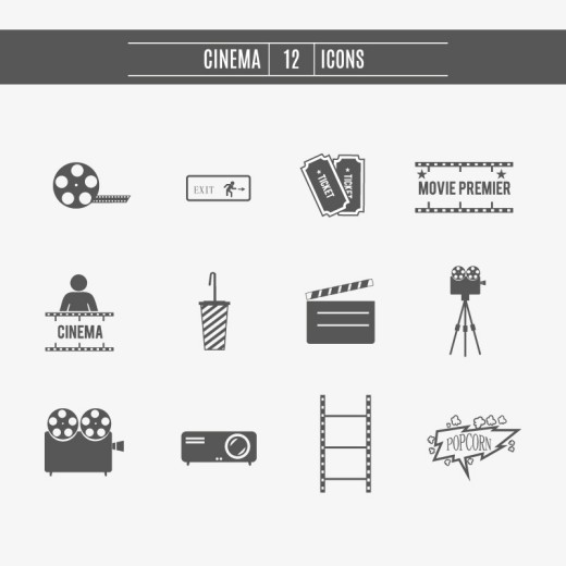 12款电影元素图标矢量素材素材天下精选