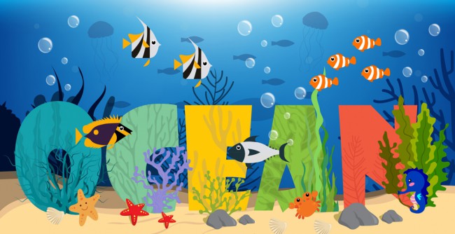 创意海底海洋艺术字矢量素材16图库网精选