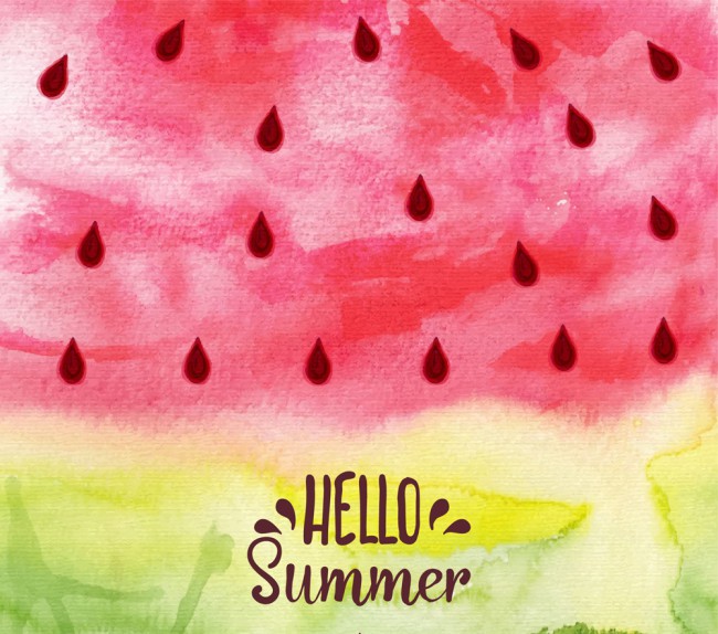 水彩绘夏季西瓜图案矢量素材16素材网精选