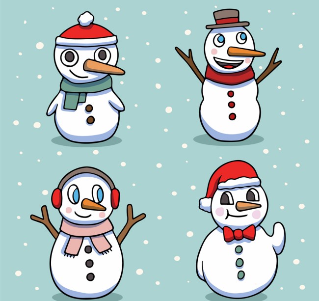 4款彩绘雪中的雪人矢量素材16素材网精选