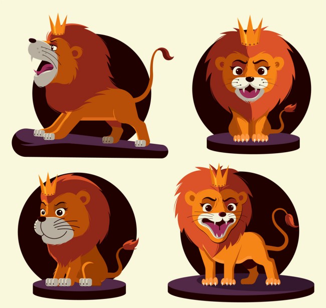 4款卡通狮子设计矢量素材16素材网精选