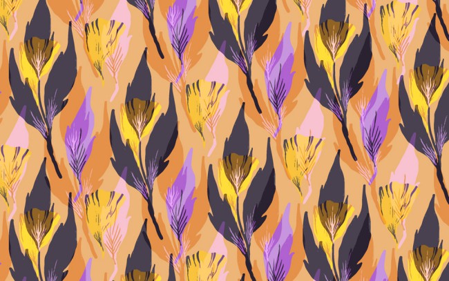 抽象紫色花卉无缝背景矢量素材16素材网精选