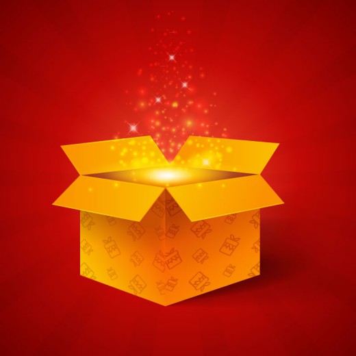 打开的金色礼盒矢量素材16图库网精选
