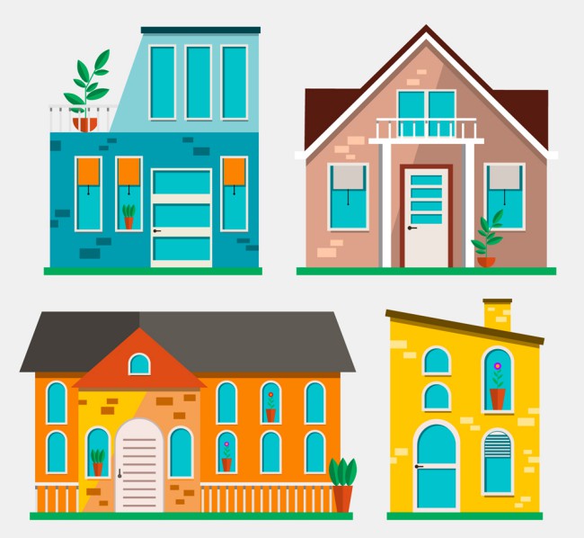 4款彩色私人住宅设计矢量素材16图库网精选