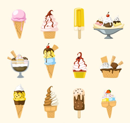12款美味冰淇淋矢量素材16图库网精选