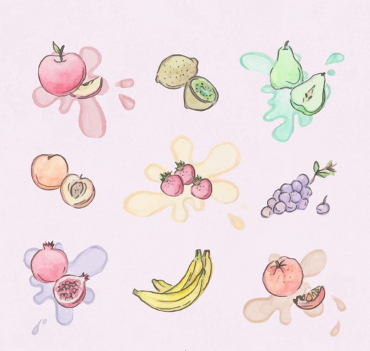 9款彩绘水果设计矢量素材16图库网精选