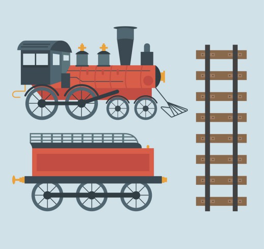 蒸汽火车和轨道矢量素材普贤居素材网精选