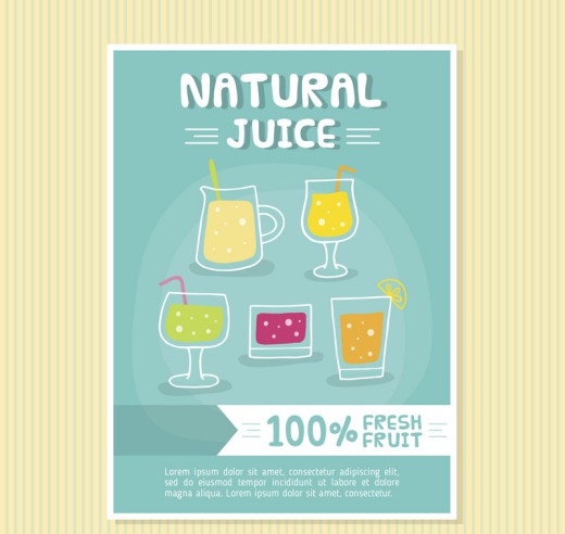 彩色果汁宣传单设计矢量素材16设计