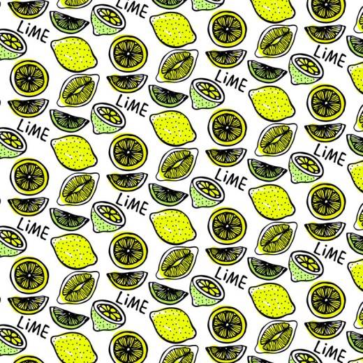 彩绘柠檬无缝背景矢量素材16素材网精选