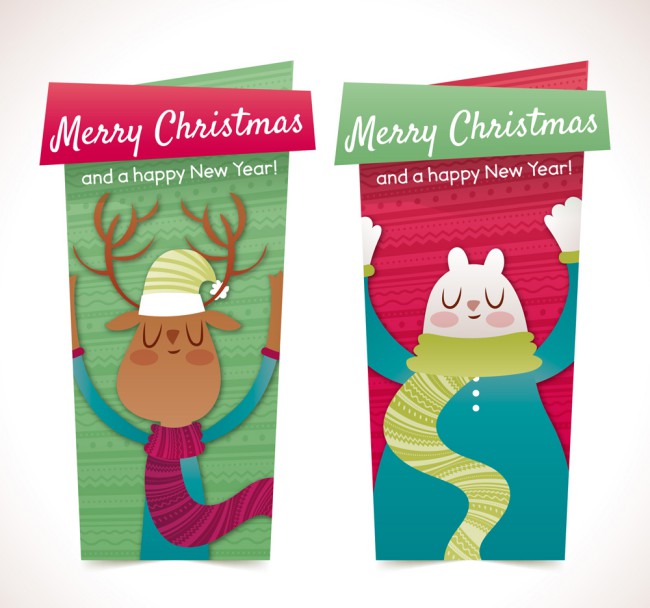 2款可爱圣诞节动物banner矢量素材16图库网精选