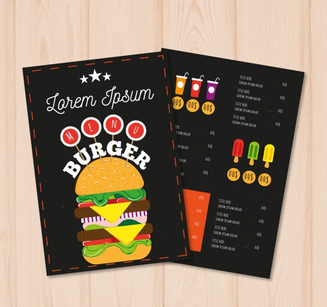 创意汉堡包店菜单设计矢量素材16图库网精选