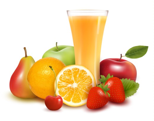 新鲜水果和橙汁矢量素材16素材网精选